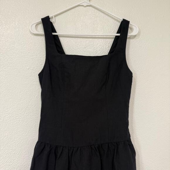 Aligne Rosia Drop Waist Linen Midi Dress Black Casual Basic Vacation Size 4 - Picture 6 of 14
